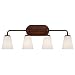 Millennium Lighting 394 4 Light 30" Wide Vanity Light with Tapered Etched Glass, Rubbed Bronze