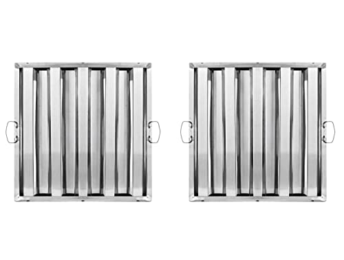 Stainless Steel Hood Filter | Commercial Kitchen Range Hood Baffle Filter For Grease Rated Commercial Kitchen Exhaust Hoods. (25" Height | 16" Width - 2 Pack) #TOP2