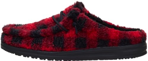 HEYDUDE Wally Buffalo Plaid Sherpa Slipper, Flame Scarlet/Black Size 10 by HEYDUDE - Used condition - US$55.25