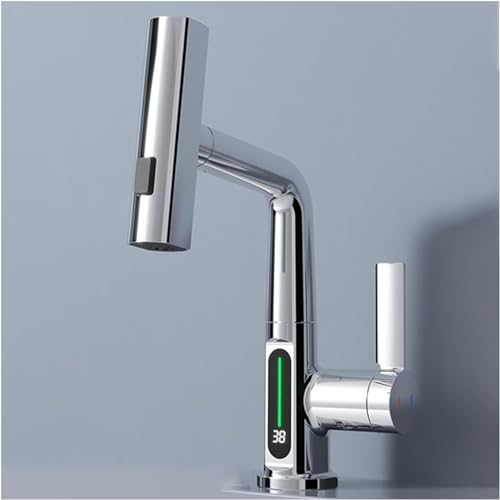 Robinet de salle de bain LED avec douchette extractible et contrôle thermique intelligent