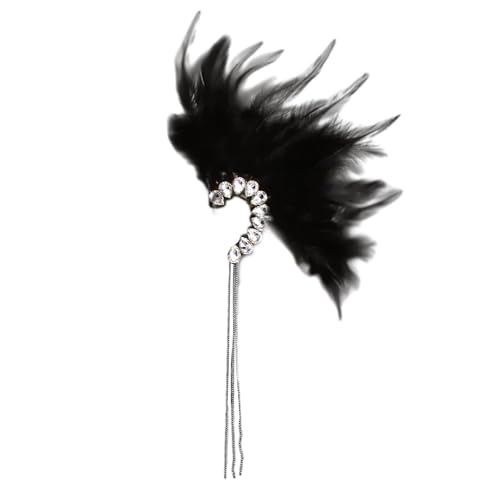 AOOOWER ハンドメイド 羽毛 イヤーカフ イミテーション 羽毛ラップ ピアスなし タッセル イヤークリップ カフイヤリング レディース 結婚式, 22.5cm, 模造フェザー。, 宝石なし