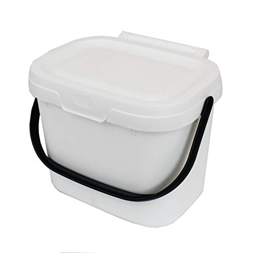 Addis Compost Caddy Food Waste Kitchen Storage Bin - White & Grey & All-Green Composting Guide
