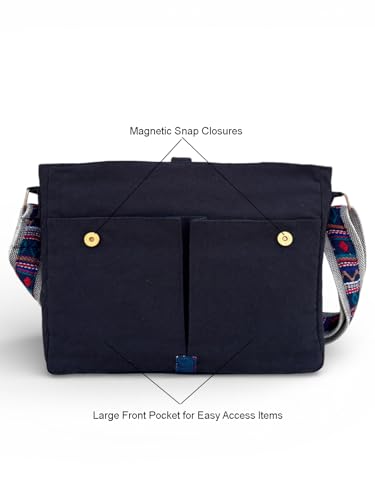 Image of The House of tara Handloom Fabric Messenger Bags for Women | Cotton Canvas Laptop Sling Bag Upto 15.6 Inches | Stylish Crossbody Sling Bag Comes with Flap Closure.