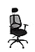 AMSTYLE Bürostuhl Bezug Stoff Schwarz Schreibtischstuhl höhenverstellbar Design 120 kg Chefsessel ergonomisch Drehstuhl hohe Rücken-Lehne mit Armlehnen verstellbar X-XL Hochlehner Kopfstütze