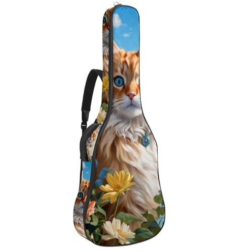 Housse guitare acoustique 40/41 pouces à motif chat mignon avec poches