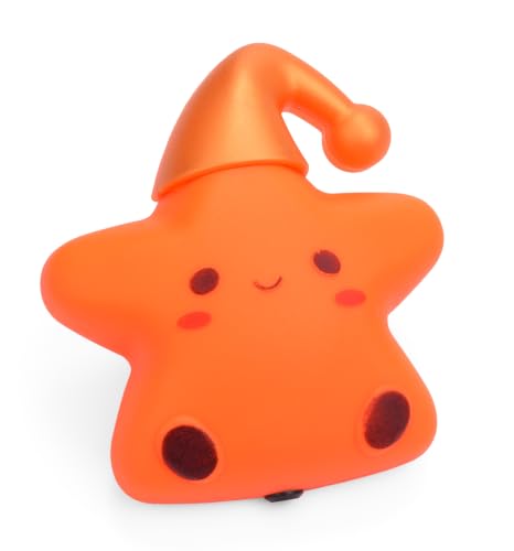 Image of Cute LED Plug-in Night Light with Light Sensor - Green + Orange | Light Sensor Controlled Dusk to Dawn LED Night Lamp - Pentagram shaped Lamp Take Good Care Children Sleep