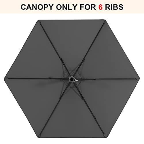 Image of MASTERCANOPY Patio Umbrella 7.5 ft Replacement Canopy for 6 Ribs-Dark Grey Canopy Only