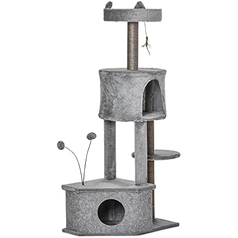 PawHut Árbol Rascador para Gatos con Nido y Cueva Cover