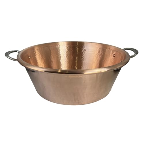 Mauviel M'Passion Hammered Copper Jam Pan With Brushed Stainless Steel Handles, 14.5-qt, Made in France