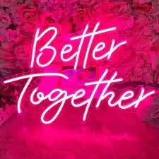 Innovision Arts Beautiful Better Together Led Neon Sign Wall Decoration | Better Together Neon Light | Led Neon Sign Light Decor | Better Together Led Pink Neon Light (18 by 18 Inches)