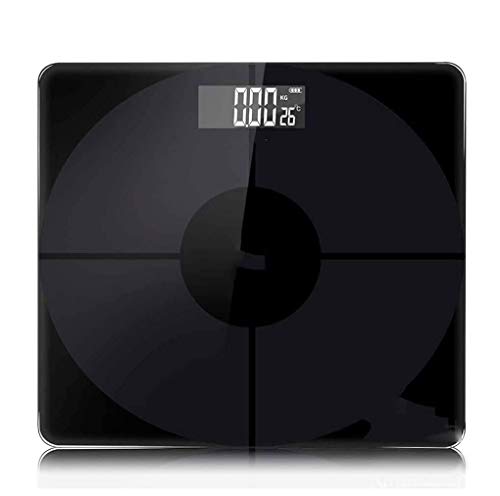 SASAMM Weight Scale, Precision Digital Body Bathroom Scale with Step-On Technology, 6mm Tempered Glass Easy Read Backlit LCD Display, 400 Pounds, Black