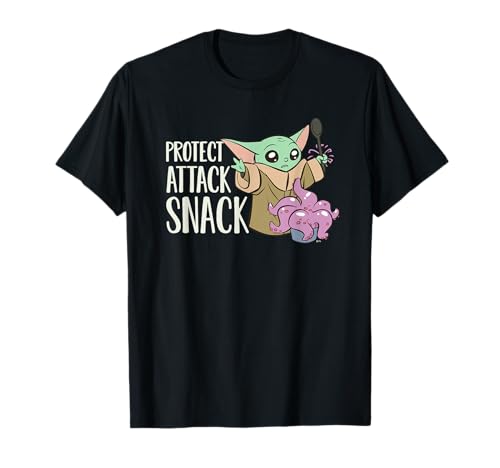 Star Wars The Mandalorian Grogu Protect Attack Snack Chowder T-Shirt