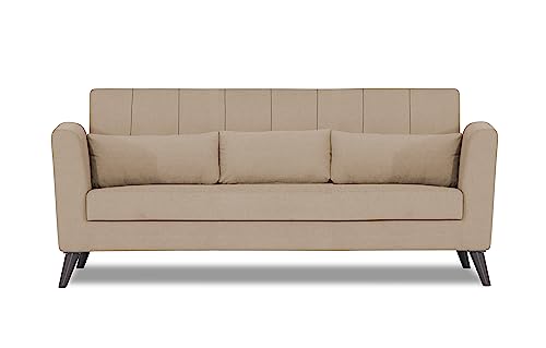 Image of Adorn India Daniel 3 Seater Sofa (Beige) (3 Year Warranty)