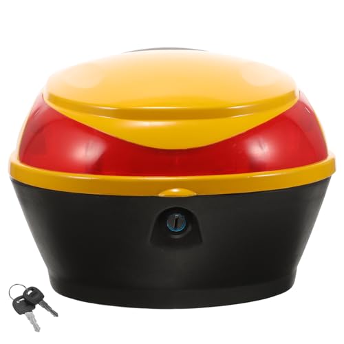 MOLUCKFU Motorrad Heckbox Kleine Universelle Motorrad Gepäckbox Aus Robustem Kunststoff Gelb Heckstaufach Für Werkzeug Und Transport