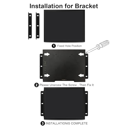 Image of VSDISPLAY 12.1'' Touch LCD Monitor, 800x600 Resolution VGA Video Input | 4:3 Aspect Ratio, Black Metal Case,For Industrial Display