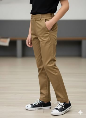 Image of A.T.U.N. (ALL THINGS UBER NICE) Boys Regular Fit Formal Chinos | Smart School & Occasion Wear Bottoms | Smooth, Comfortable & Tailored Look Pants