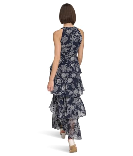 Image of Tommy Hilfiger Women's Sleeveless Halter Neck Tiered Skirt Maxi Dress