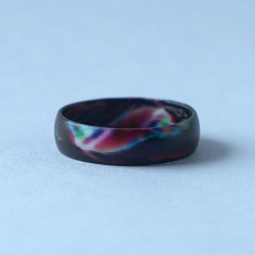 Zollen Silicone Wedding Rings for Women 2 Packs ，Breathable Printed Design with Leaves，Unique Design, Comfort Fit Ring4