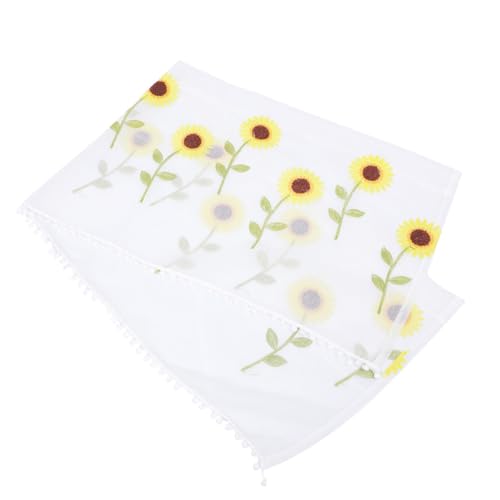 KJHBV Cortina Colgante de Poliéster Color Blanco Diseño de Girasoles para Decoración de Cortinas en Dormitorio y Cocina Estilo Simple