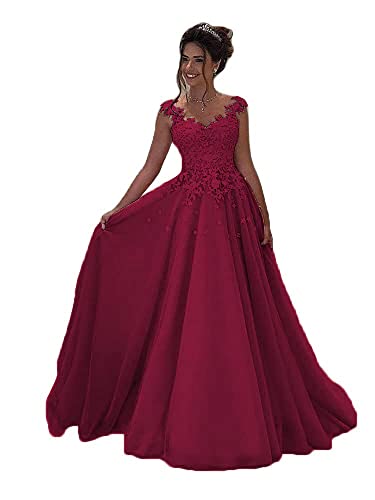 Robe de soirée longue dentelle femme mariage chic bordeaux taille 52