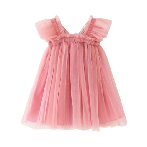 Girl Summer Birthday Party Dress Flutter Sleeve Tulle Tutu Dresses Princess Prom Dress Size 0-8Y