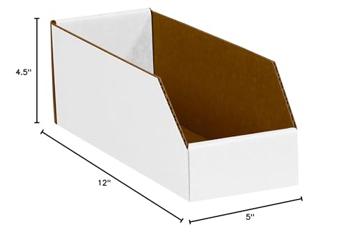 Image of Box USA BBINMT512 Open Top Bin Boxes, 5 inch x 12 inch x 4-1 /2 inch, Oyster White (Pack of 50)
