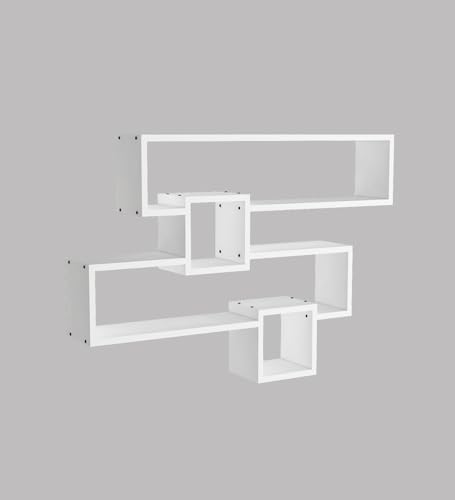Image of Clay Multipurpose Modular Wall Racks /Shelves /Organiser /Decor Particle Board Wall Shelf (Number of Shelves - 4, White)