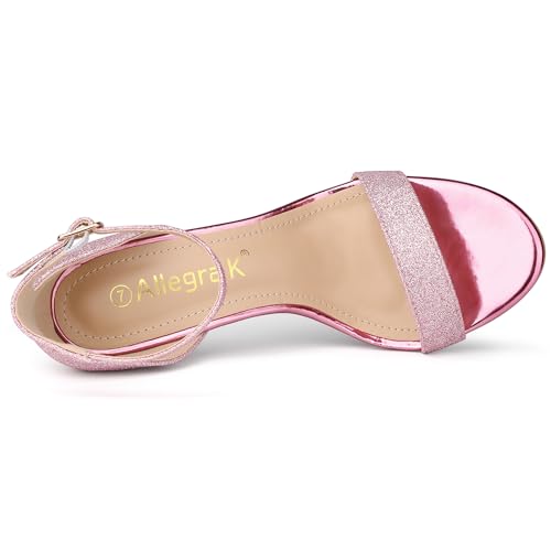 Allegra K Women's Glitter Ankle Strap Stiletto Heel Sandals4