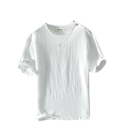 T-shirt d'été homme col rond coton lin | Anti-chaleur et élégant