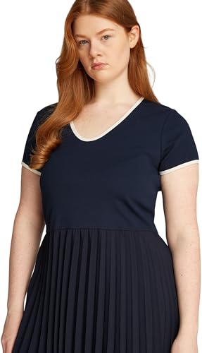 Tommy Hilfiger Damen Kleid Contrast Soft Fit & Flare, Blau (Dark Night Navy), 48 – Ansicht 2