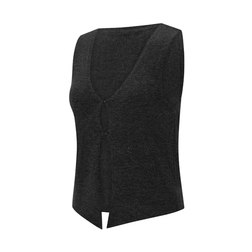 Image of Crochet Knitted Vest for Women Vintage Y2K Hollow Out Button Down Cardigan Retro Crochet Knit Tank Vest