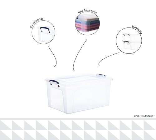 Image of Superio Storage Bins with Lids, Clear Plastic Containers for Organizing, Stackable Totes, BPA Free, Odor Free, Organizer Boxes for Home, and Dorm (4 Pack, 28.5 Qt)