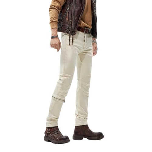 Jeans Pants Trouser Denim Motorcycle Men's Spring and Autumn Street Slimming Trendy Splicing Long Men