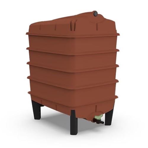 Tiger Wormery 4 Tray Worm Composter Terracotta Garden Compost Bin - Food Waste Recycling with Stackable Trays Built In Liquid Fertiliser Tap Digital User Manual - EXCLUDES TIGER WORMS