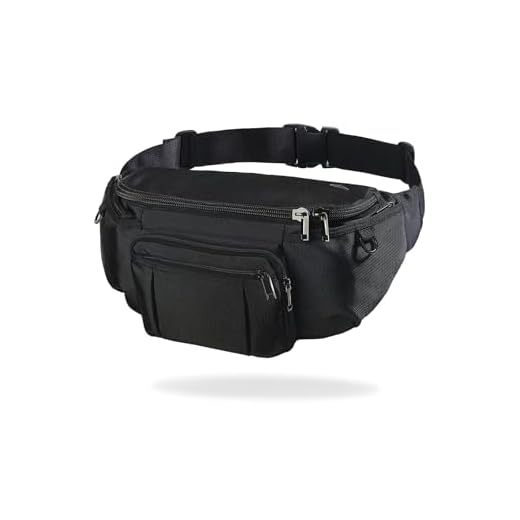 NZII Sports Fanny Pack for Men Women, Outdoor Waist Pack Bag with 6 Zipper Pockets, 1680D Nylon,Super Capacity Bum Bag with Adjustable Belt for Traveling Hiking Cycling Workout Casual (large black)