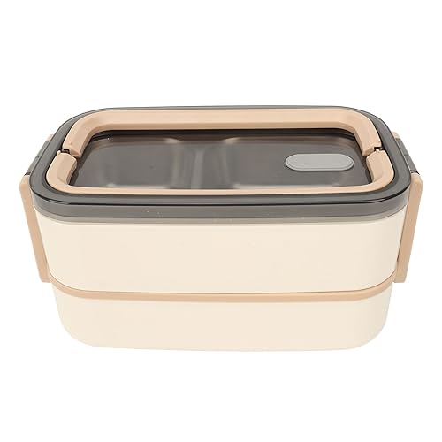 Fiambrera bento de acero inoxidable con cubiertos portatil y dos niveles de 1400ml color caqui 3