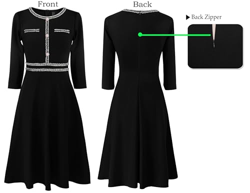 VFSHOW Womens Button Pockets Wear to Work Office Business Vintage Church Fit and Flare A Line Dress3