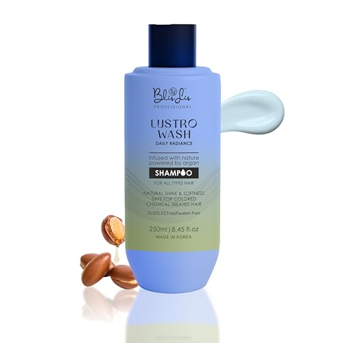 Image of Professional Lustro Wash Daily Radiance Shampoo | Argan Oil Shampoo for Hair Growth, Dry, Frizzy & Damaged Hair | SLS /SLES & Paraben Free | Professional Salon Shampoo | 250ml