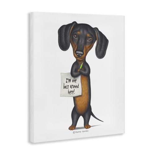 Image of Stupell Industries 'Funny Dachshund Boss', Canvas Art, 24 x 30 Inches, Easy to Hang and Sturdy, Made in USA, by Danny Gordan