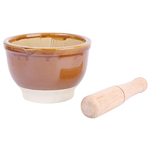 DOITOOL Cerâmica Conjunto Tigela Argamassa Com Pilão De Madeira Erva Tempero Moedor de Carne Espreme