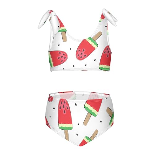 Girls Watermelon on Stick Swimsuit Two Pieces Bikini Set Bathing Suits Swimwear Crop Top Swimsuit Set