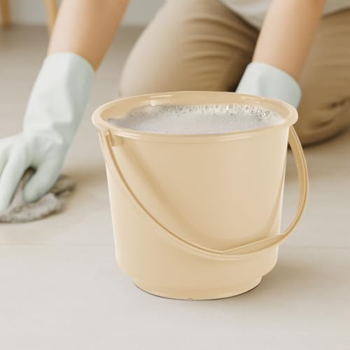 Kuber Industries 5 Litre Compact Size Plastic Bucket for Kitchen, Cleaning & Water Storage – Small Lightweight and Easy to Carry Utility Bucket Ideal for Mopping - Plain - Beige