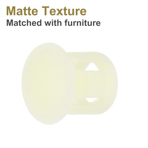 Image of MECCANIXITY 64PCS 7mm(9 /32 inch) Cream White Plastic Hole Plugs, Flush Type Panel Hole Plugs Insert End Caps for Locking Hole Tubes Furniture Cabinet