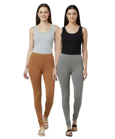 womens ankle length stretchable leggings slim fit comfortable (pack of 2)