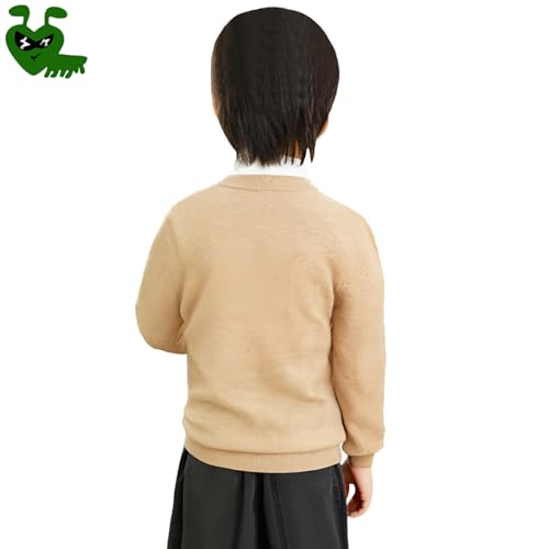 Boy Cardigan Round Neck Cartoon Cute Glasses Ant Embroidery Cotton with Button Solid Casual Fit Open Front Sweater3