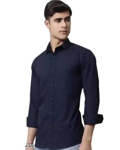 Image of Mahima Ethnic Centre's Men's Solid Formal Shirt Cotton Slim Fit Business Casual Button Down