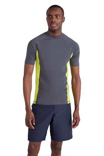 Mountain Warehouse Mens UV Rash Vest - Lightweight, Quick Drying & Stretchy T-Shirt with UPF 50+ & Flat Seams - for Spring Summer, Beach, Swimming & Water Sports Carbon L