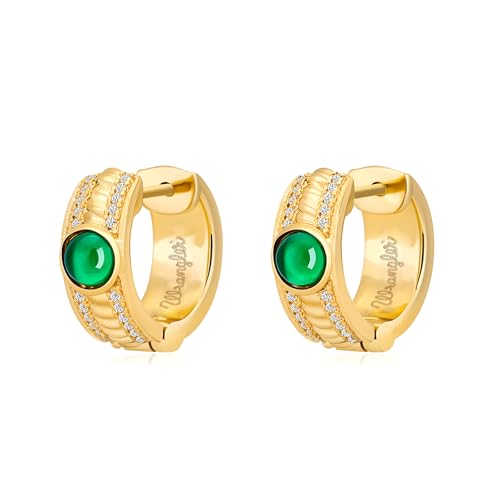 Wrangler Chunky Hoop Earrings for Women Western 14K Gold Plated Cubic Zirconia Statement Huggie Jewelry