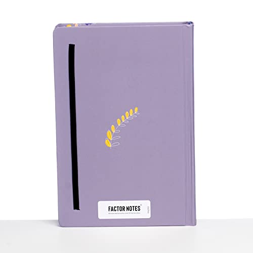 Image of Factor Notes Hardbound Notebook: 100 GSM Ivory Shade Paper, Lay-Flat Journal Diary, 3 Bookmarks, Inner Pocket, A5 Size, 200 Pages (The Lavender Wildflower - Dot Grid)