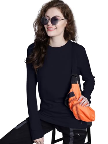 Image of JUNEBERRY Cotton Round Neck Regular Fit Solid Core Full Sleeve T-Shirt Combo for Women & Girls (Pack of 2) (Available Colors: Black, White, Navy, Green,Swanwhite & Cork)